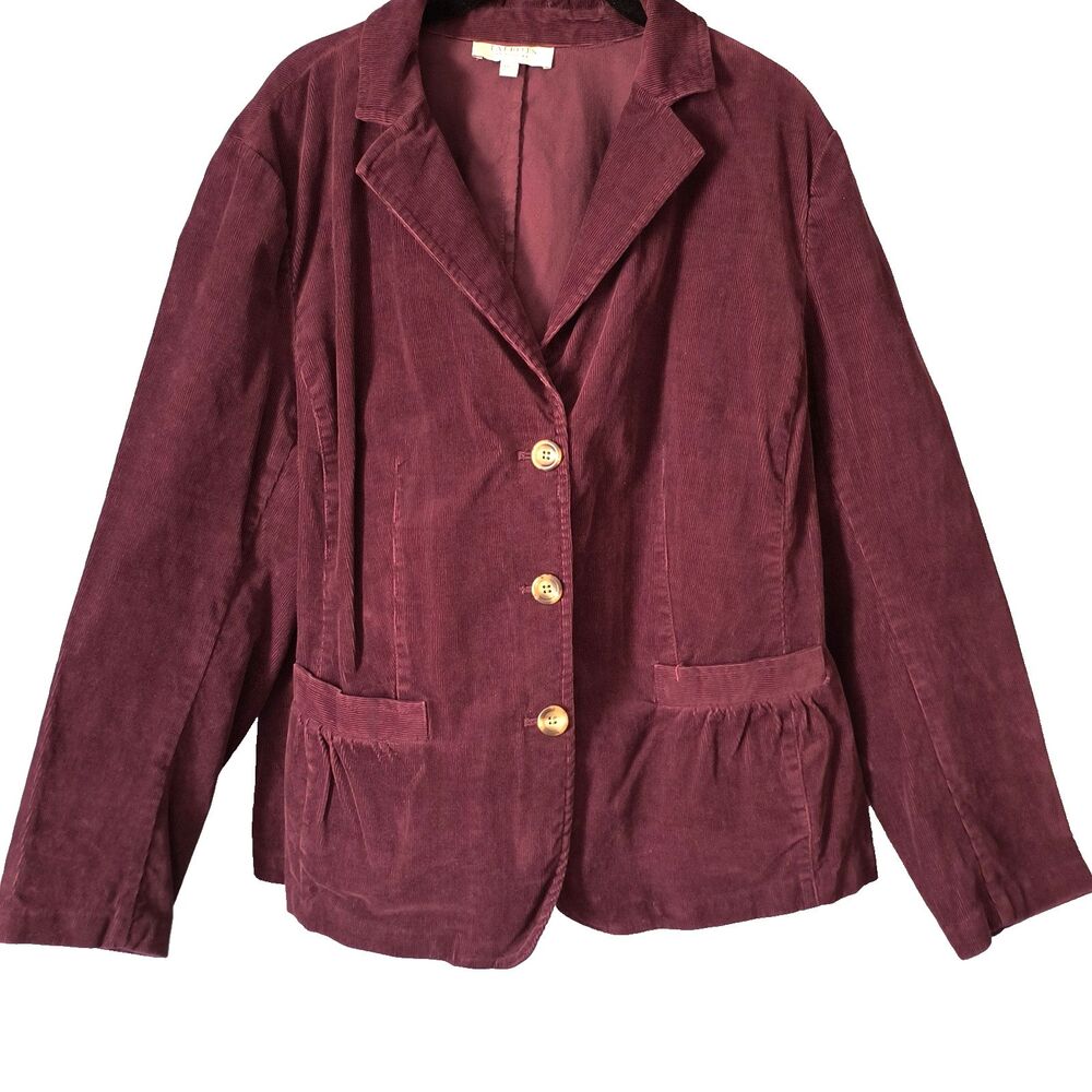 Talbots Blazer 18W Purple Corduroy Jacket Pockets Stretch Office Academia Cozy